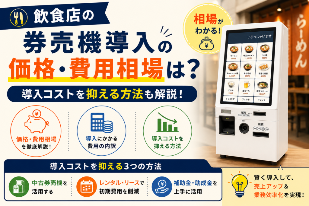 飲食店の券売機導入の価格・費用相場は？導入コストを抑える方法も解説！