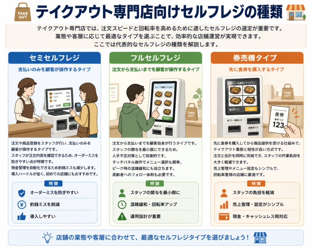 テイクアウト専門店向けセルフレジの種類