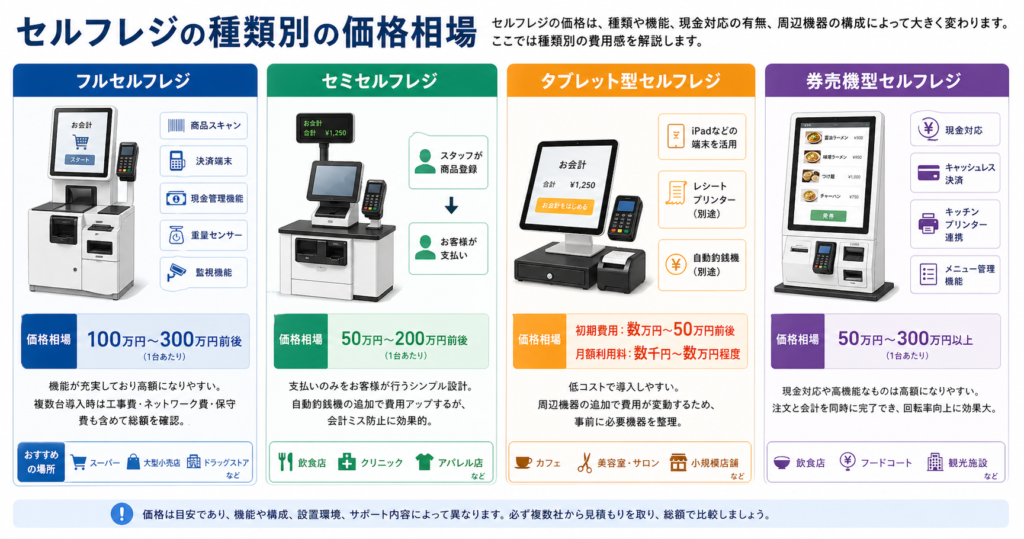 セルフレジの種類別の価格相場