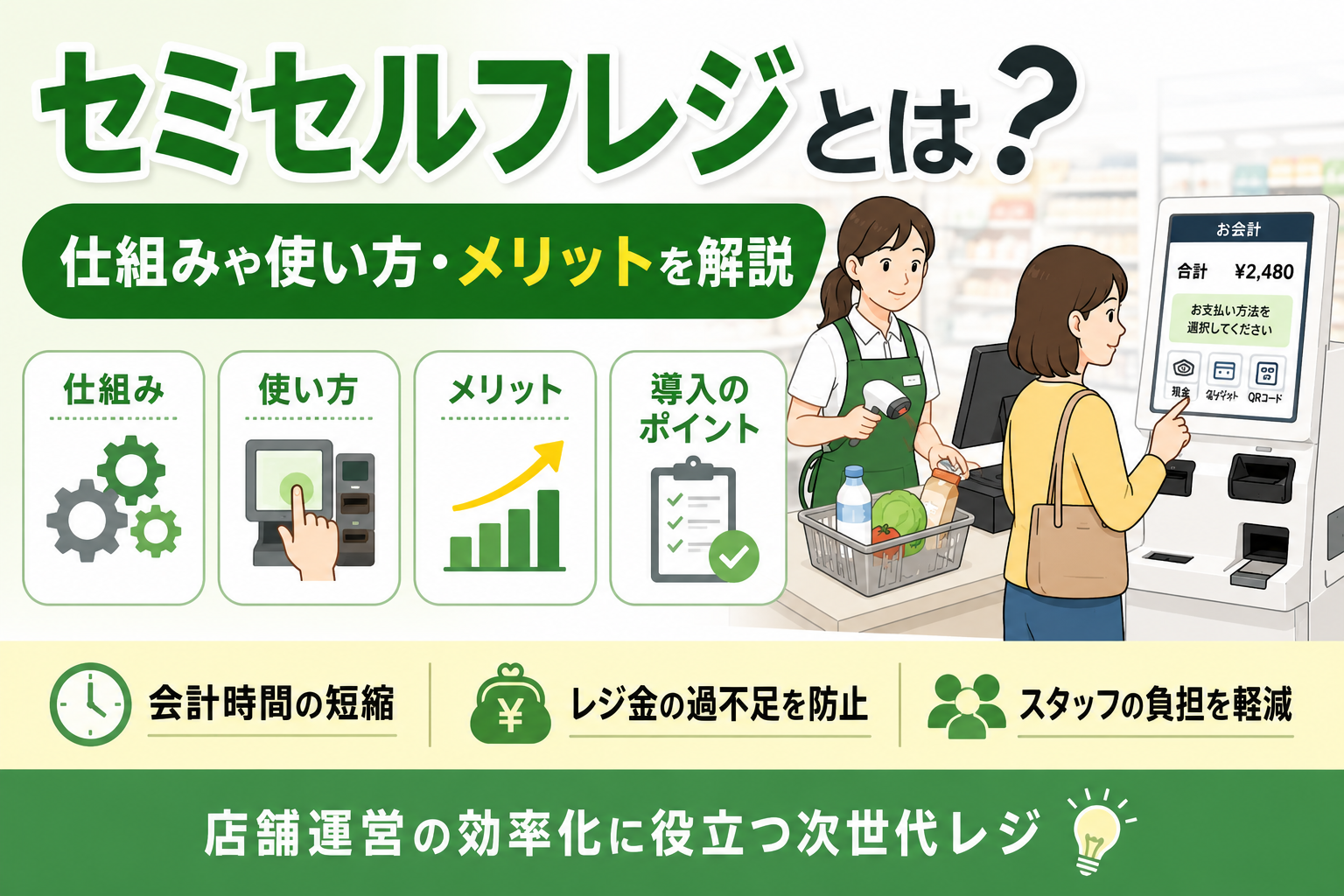 セミセルフレジとは？仕組みや使い方・メリットを解説