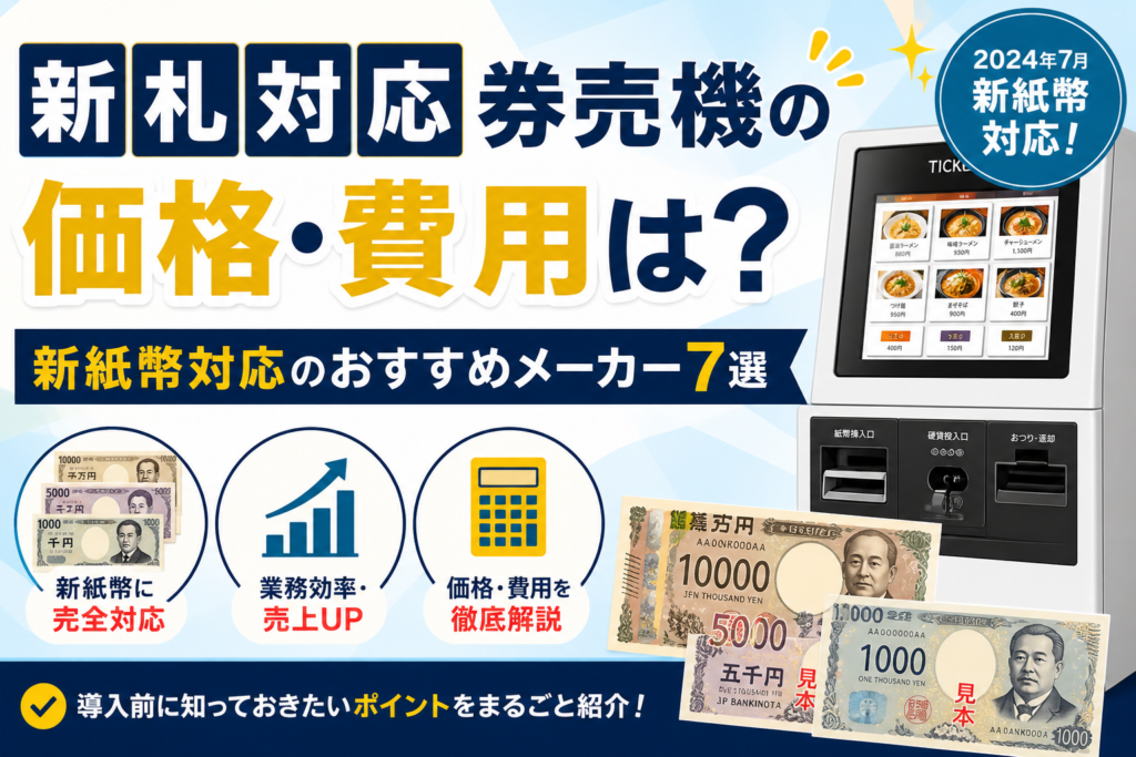新札対応券売機の価格・費用は？新紙幣対応のおすすめメーカー7選