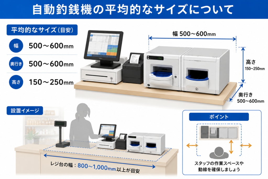 自動釣銭機のサイズはどれくらい？