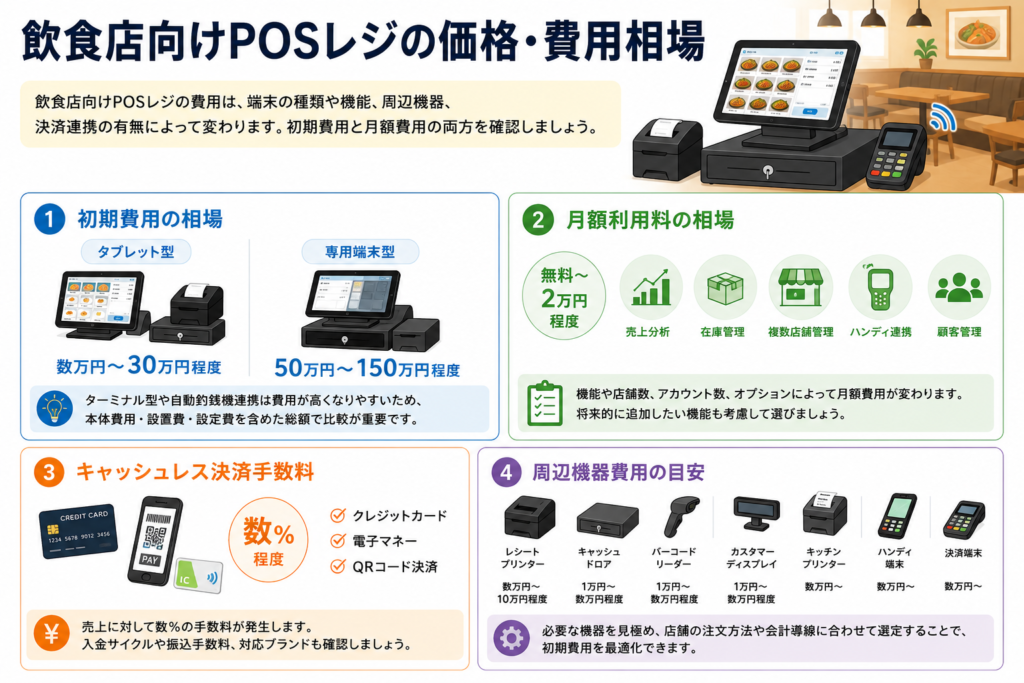 飲食店向けPOSレジの価格・費用相場