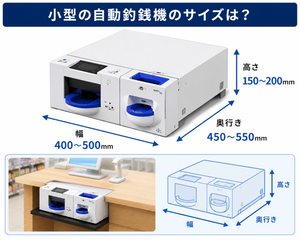 小型の自動釣銭機のサイズは？