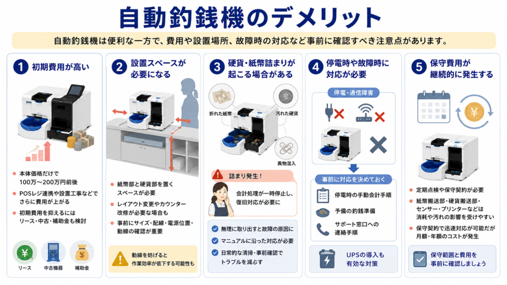 自動釣銭機のデメリット