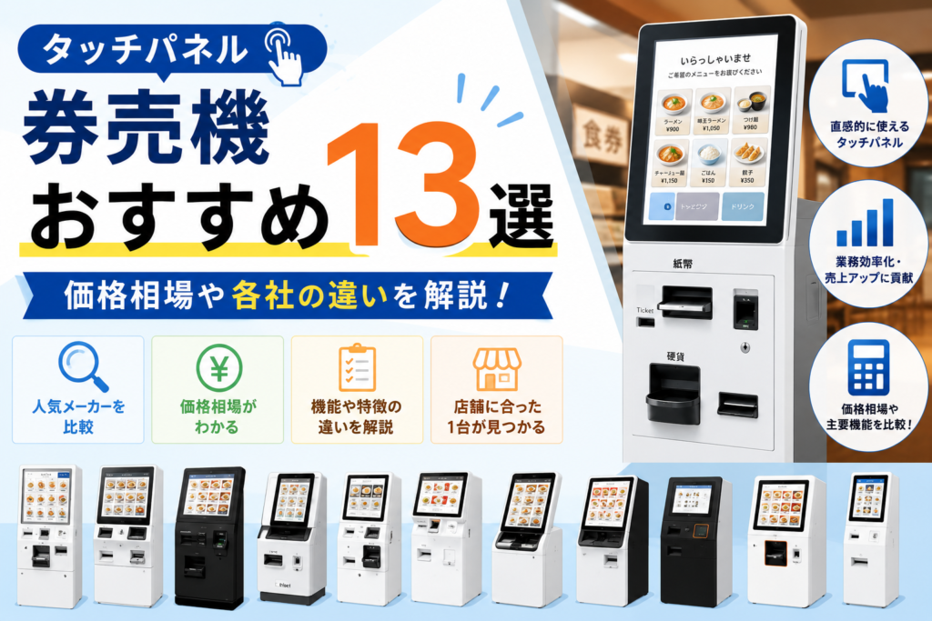 タッチパネル券売機おすすめ13選を比較｜価格相場や各社の違いを解説！