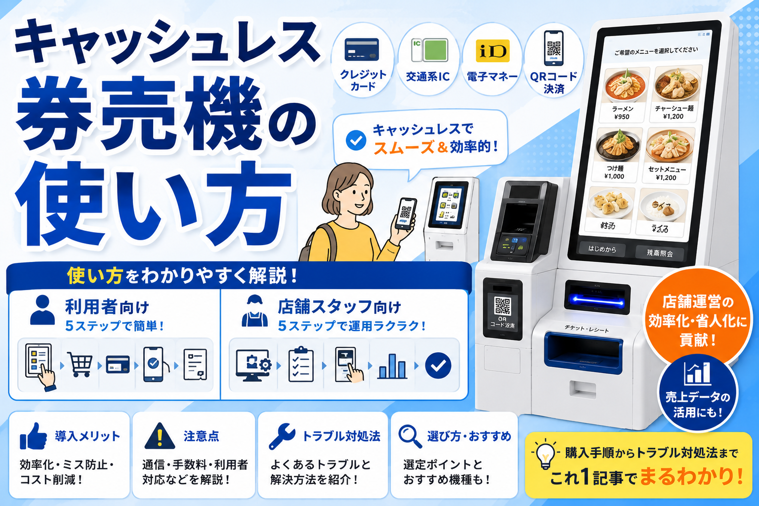 キャッシュレス券売機の使い方を徹底解説｜購入手順やトラブル対処法まで