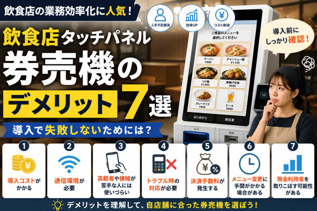 飲食店のタッチパネル券売機のデメリット