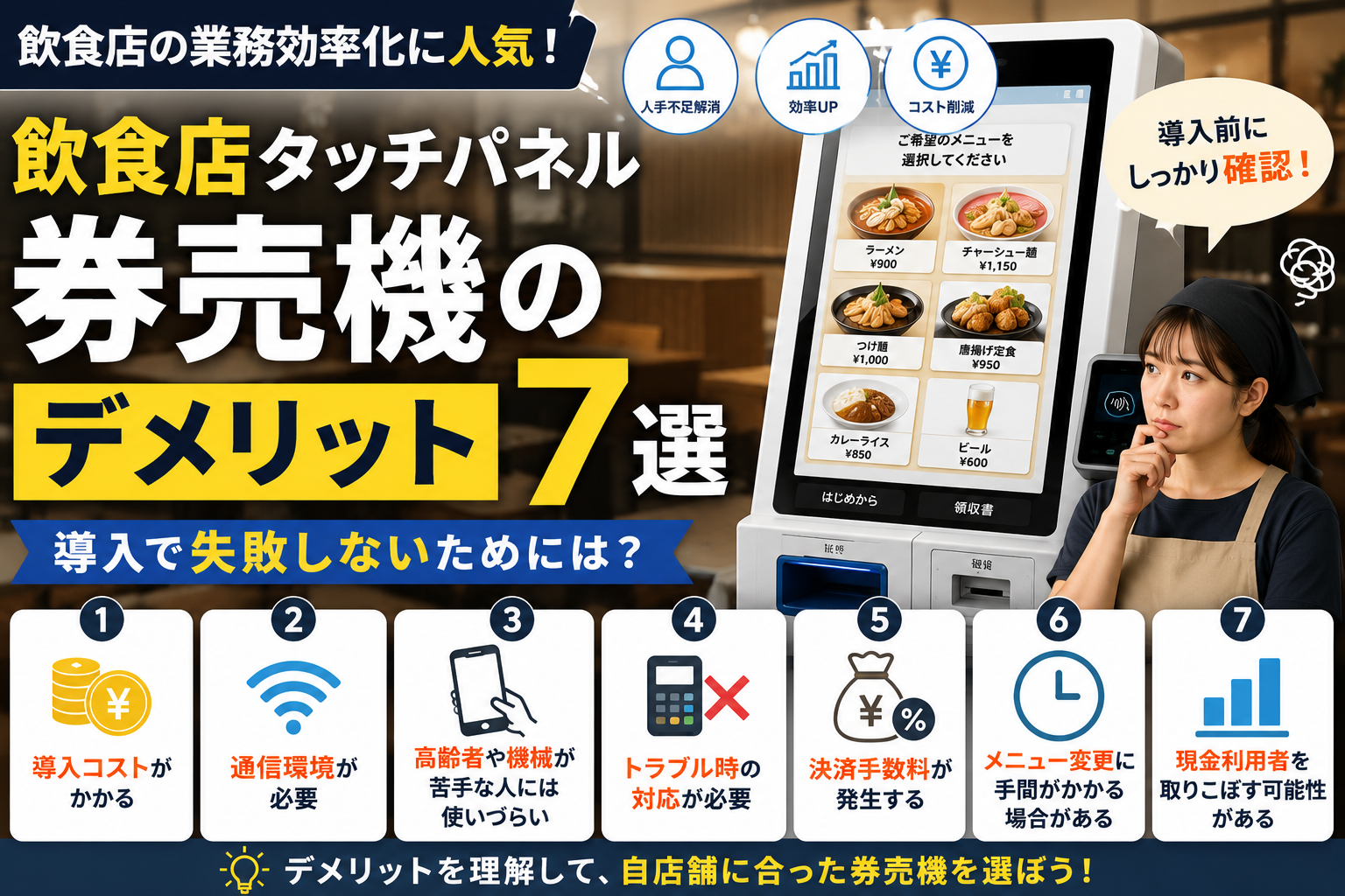 飲食店のタッチパネル券売機のデメリット