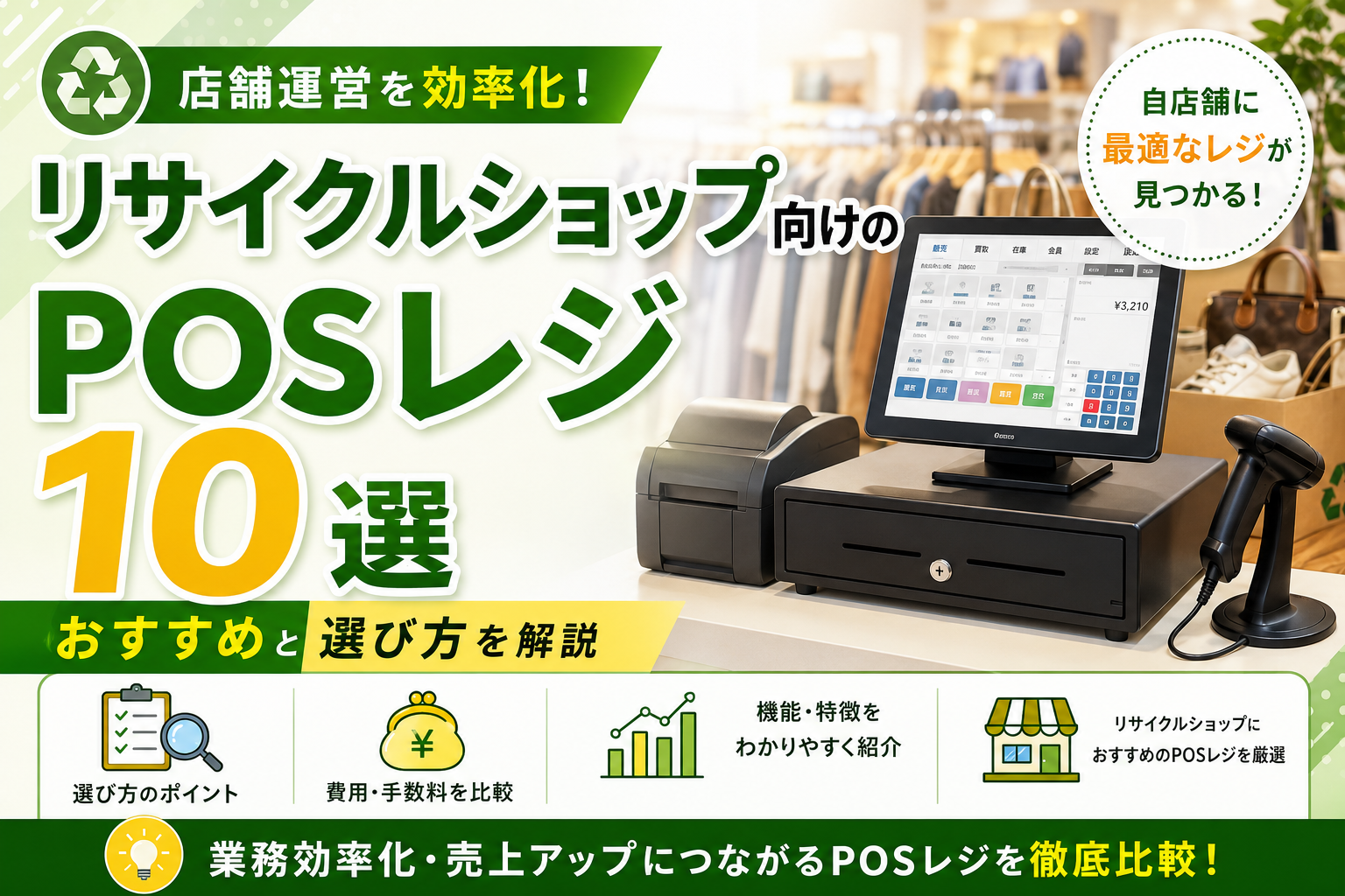 リサイクルショップ向けのPOSレジ10選｜おすすめと選び方を解説